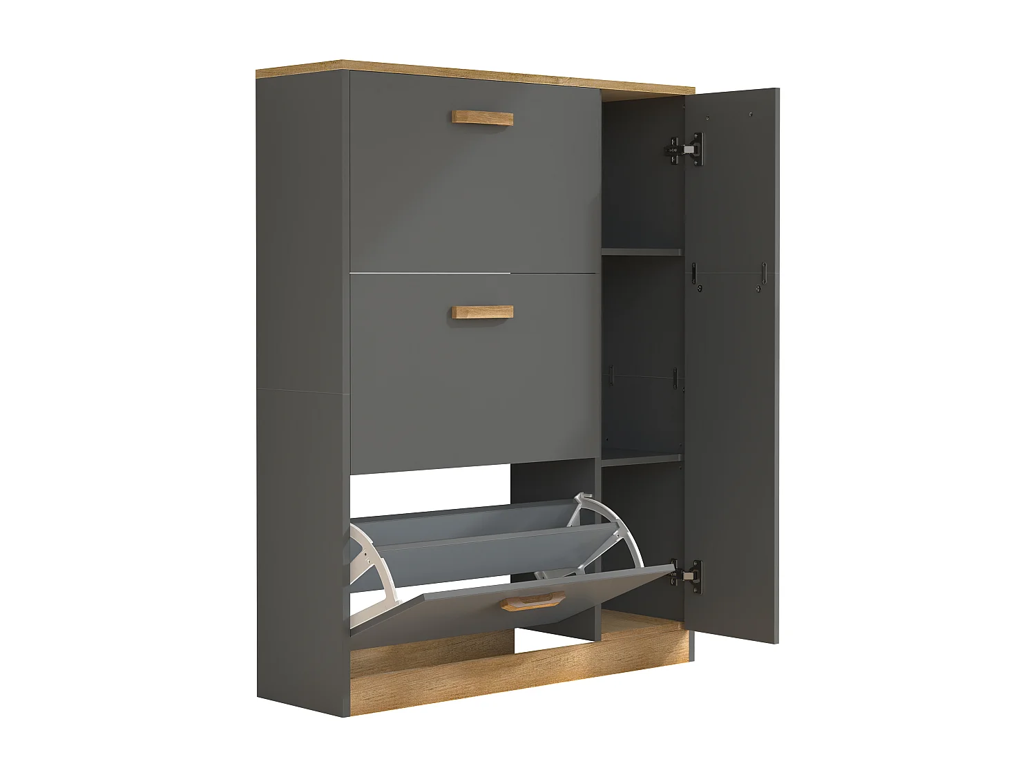 Shoe cabinet Halom Anthracite H. 105 x W. 80 x D. 24 cm