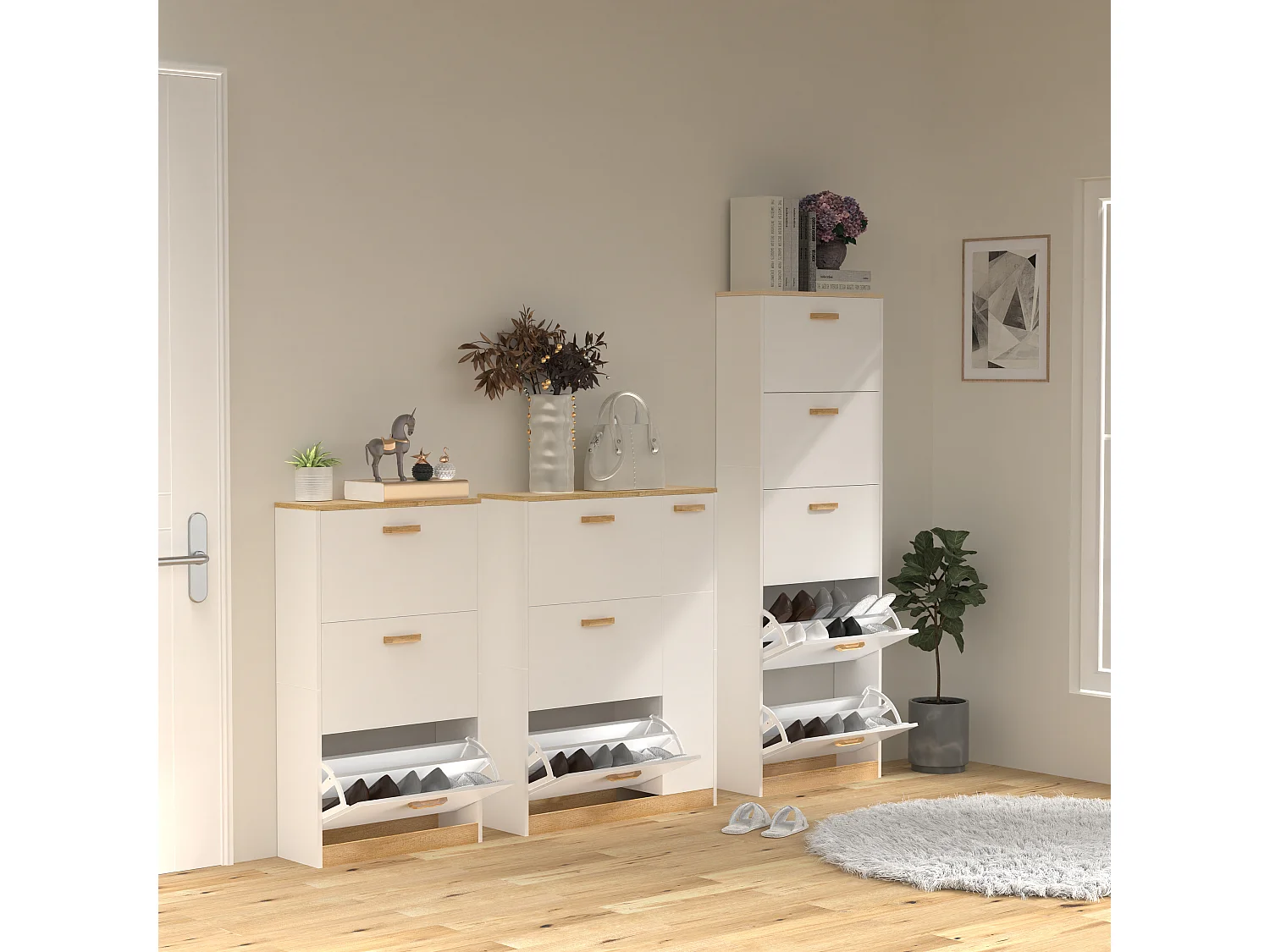 Holz Schuhregal Schuhschrank Schuhkipper Halom L