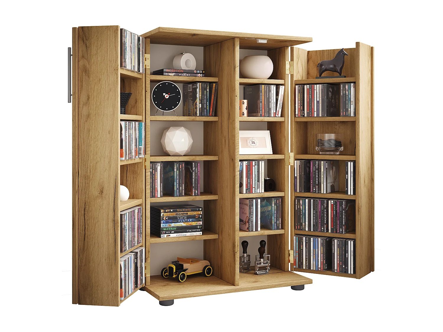 CD / DVD Media Shelf Engalo Honey oak H. 93 x W. 60 x D. 31 cm