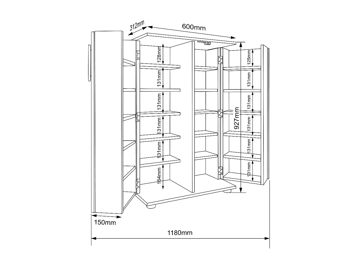 CD / DVD Media Shelf Engalo Honey oak H. 93 x W. 60 x D. 31 cm