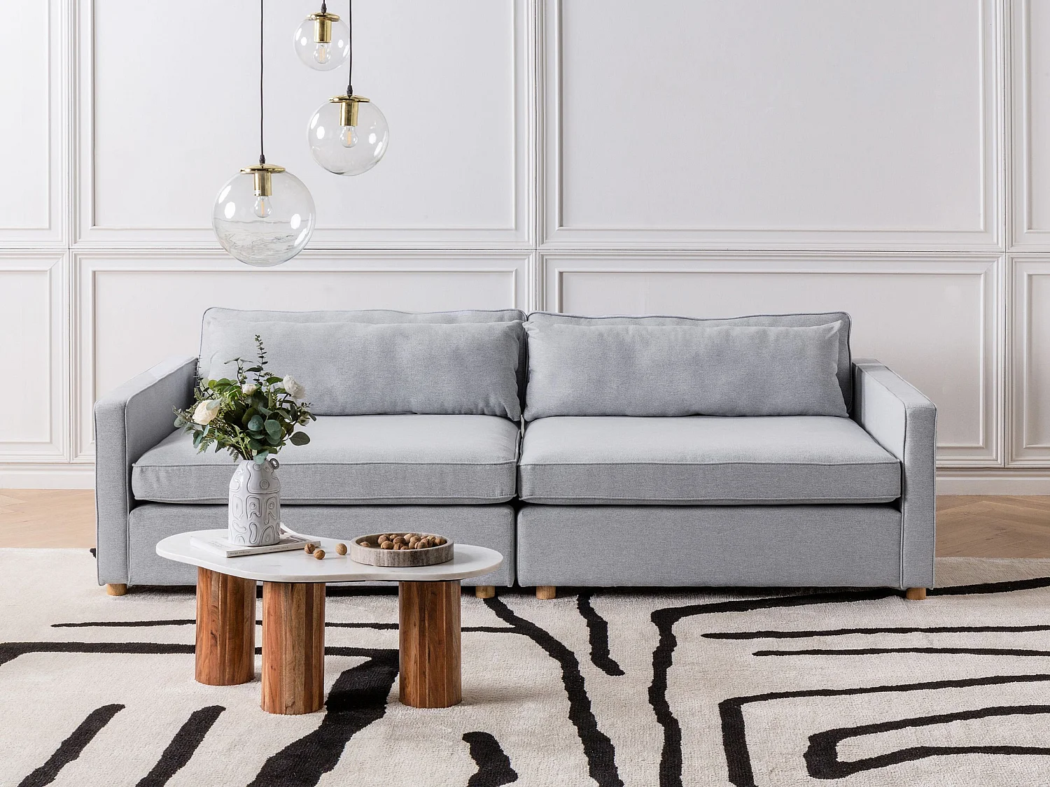 Sofá VINSTRA Tecido Cinzento 3 lugares