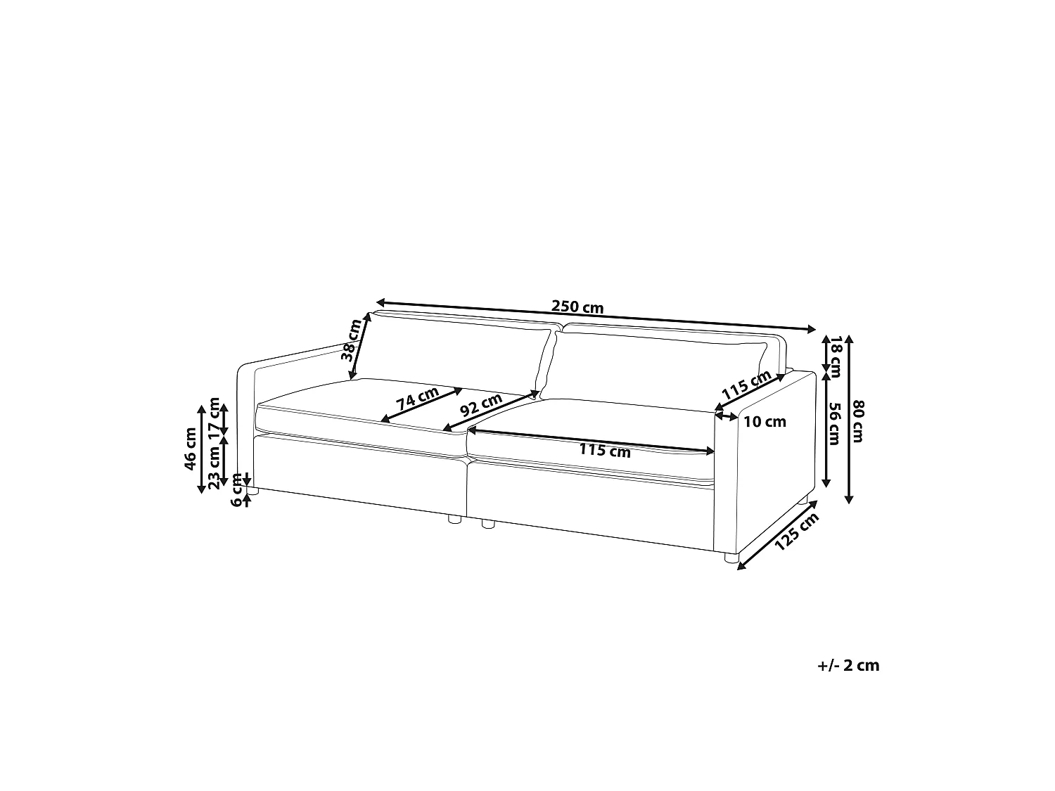 Sofa VINSTRA Stoff Grau 3-Sitzer