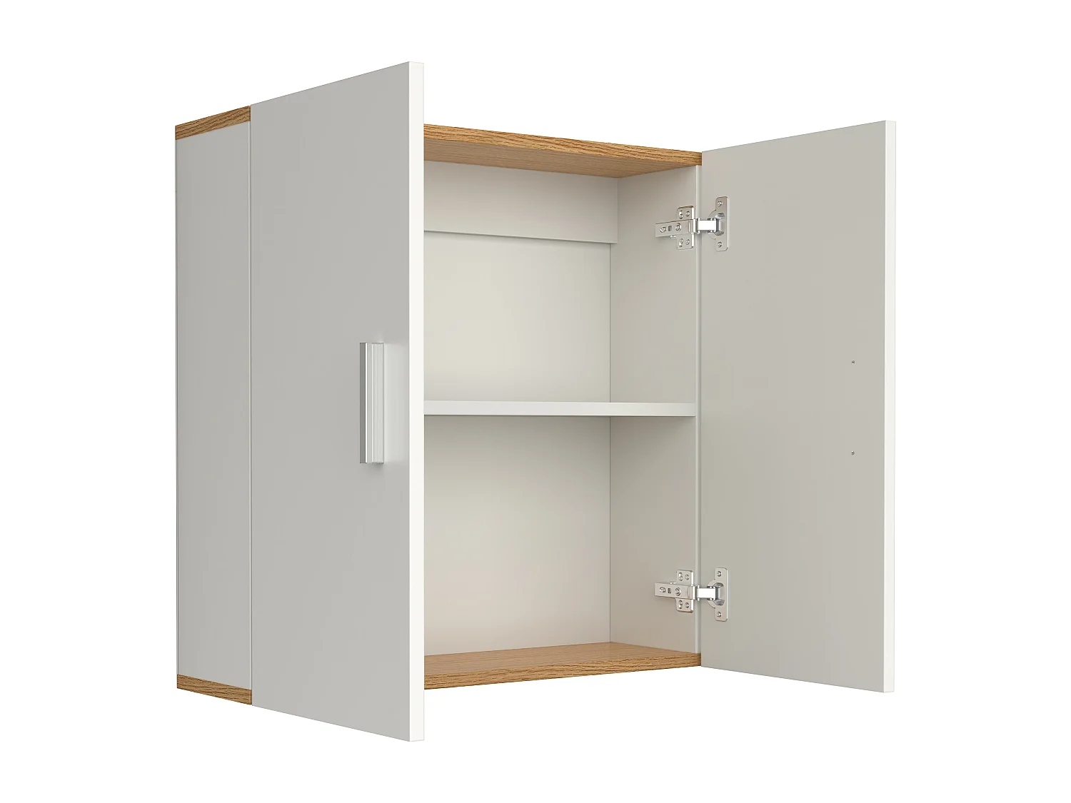 Bathroom furniture wall cabinet Landos White / Honey oak H. 60 x W. 60 x D. 18 cm