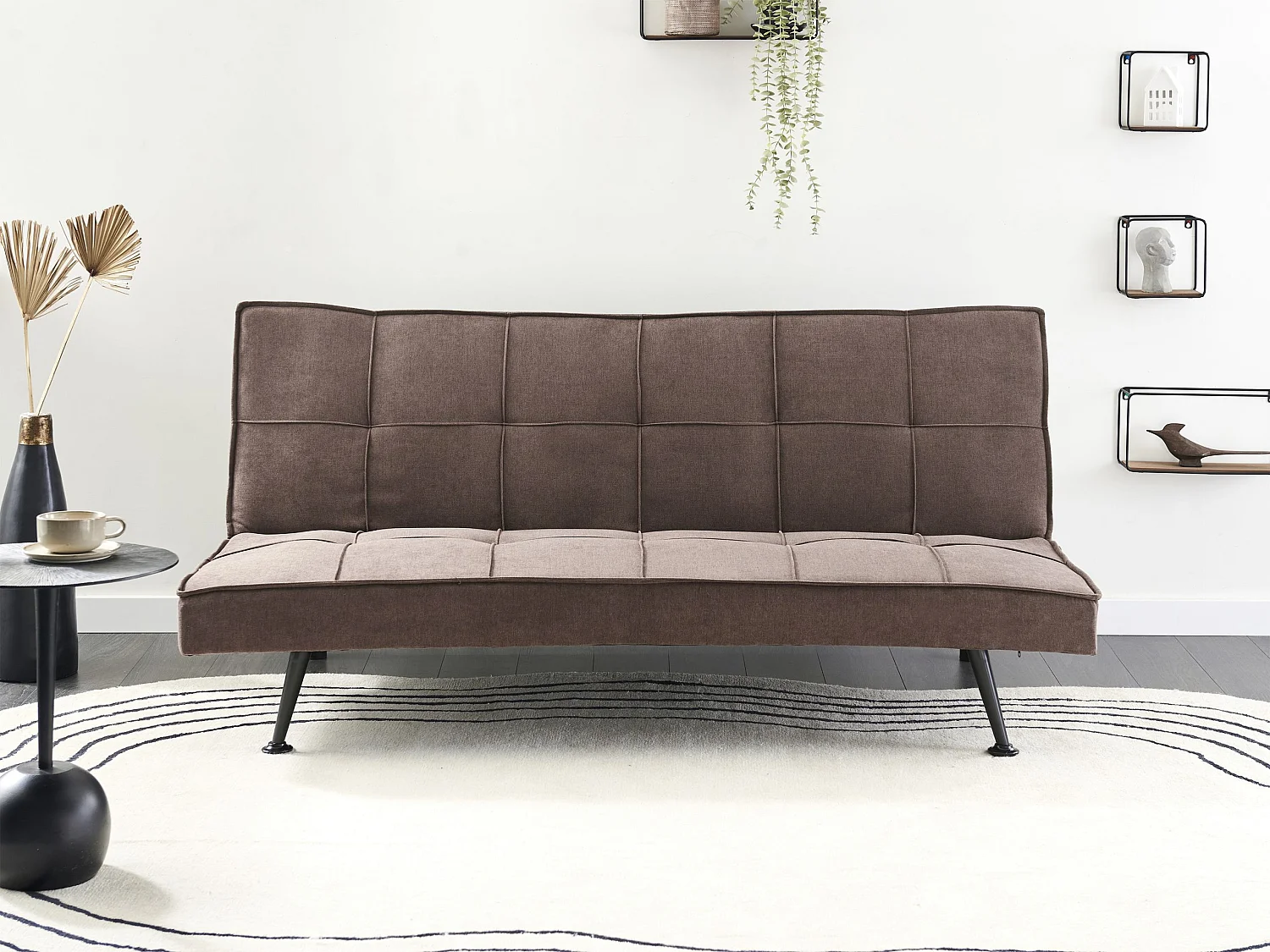 Schlafsofa HASLE Stoff Braun 3-Sitzer