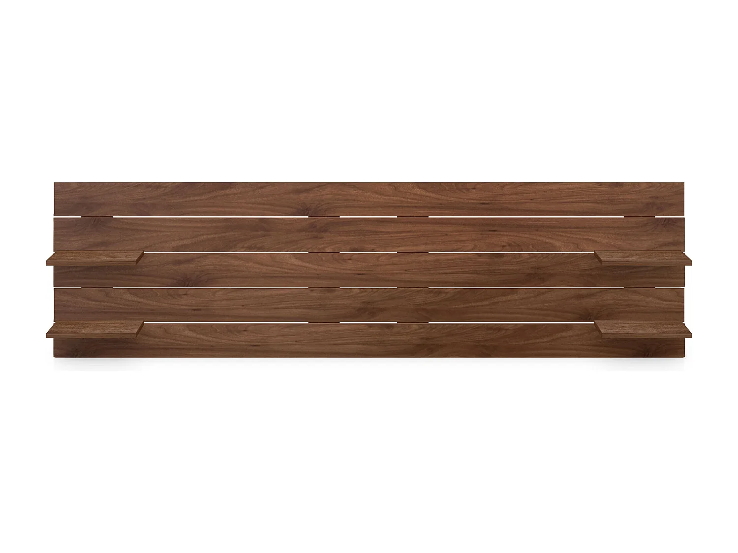 DHOME Tête de lit avec étagères en bois recyclé DM Tenture murale horizontale Style palette Lit nordique vintage (bois de noyer 220 cm)