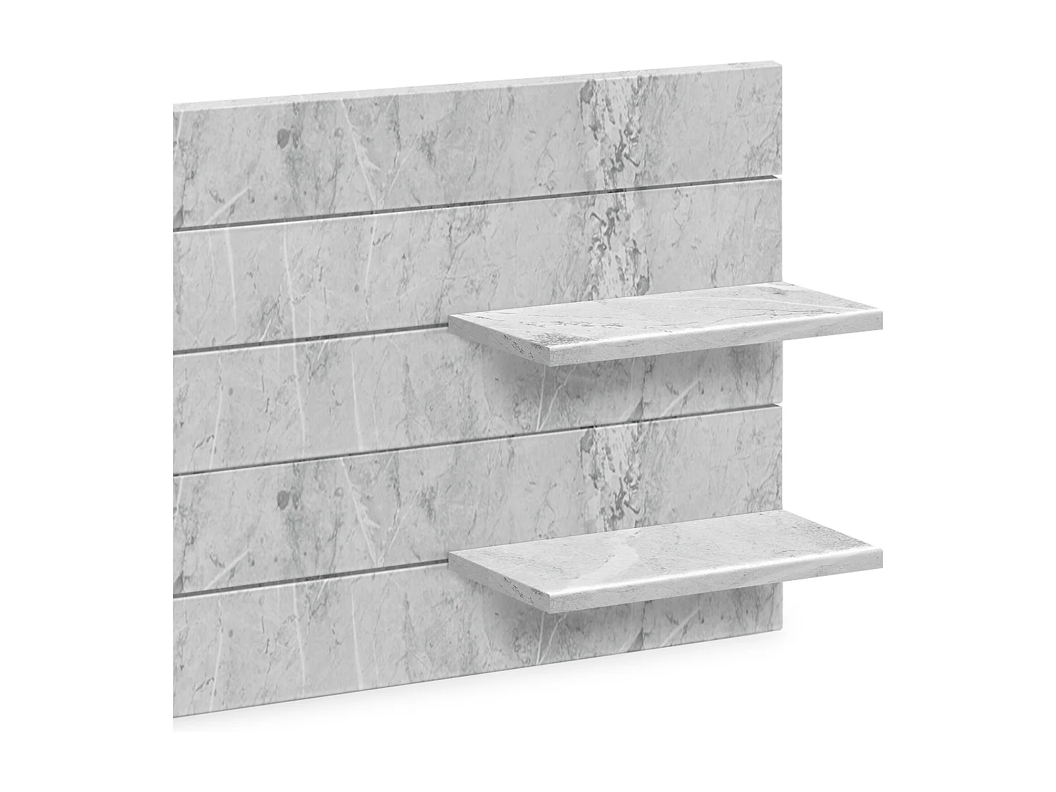 DHOME Kopfteil mit Regalen aus recyceltem Holz, DM-Wandbehang, horizontales Paletten-Stil, nordisches Vintage-Bett (135 cm, Marmor-Finish)