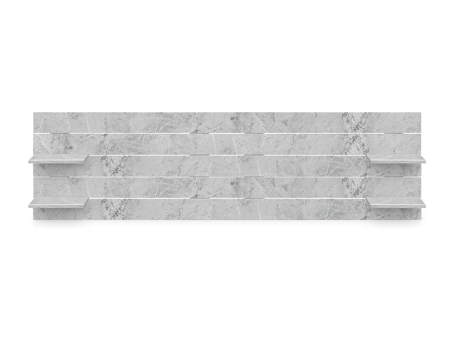 Cabeceira DHOME com prateleiras de madeira reciclada DM suspensa na parede estilo palete horizontal cama vintage nórdica (acabamento em mármore de 290 cm)