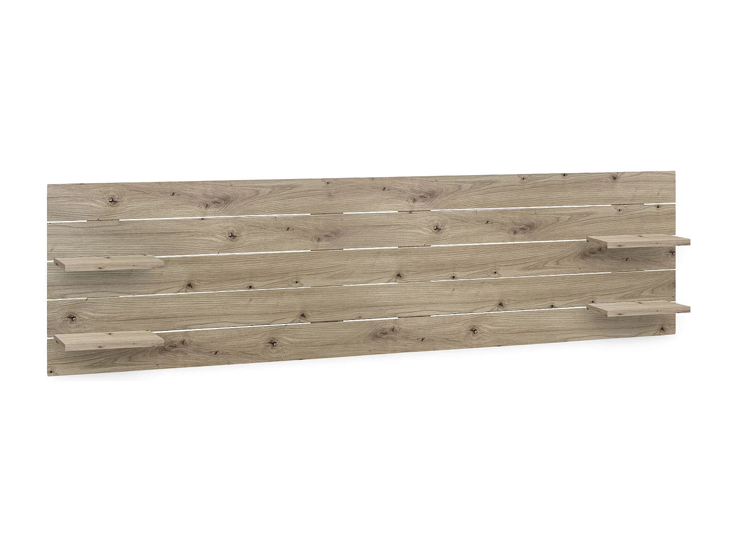 DHOME Hoofdbord met planken van gerecycled hout DM Muurhangend Horizontaal palletstijl Scandinavisch vintage bed (290 cm eiken)