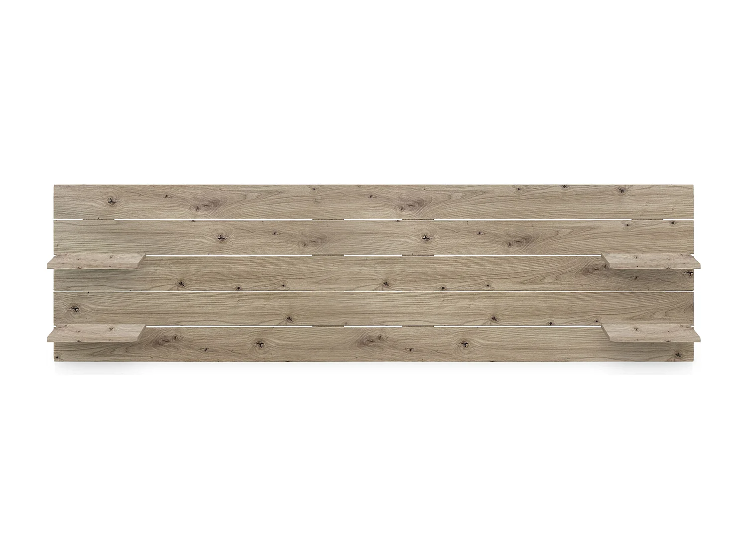 DHOME Hoofdbord met planken van gerecycled hout DM Muurhangend Horizontaal palletstijl Scandinavisch vintage bed (290 cm eiken)