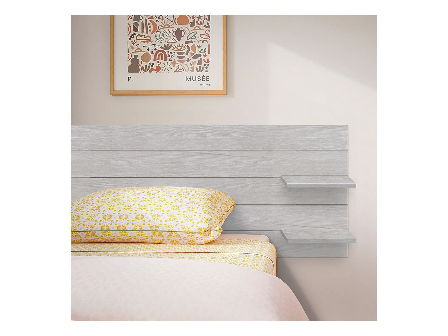 DHOME Tête de lit avec étagères en bois recyclé DM Tenture murale horizontale Style palette Lit nordique vintage (145 cm Arctique)