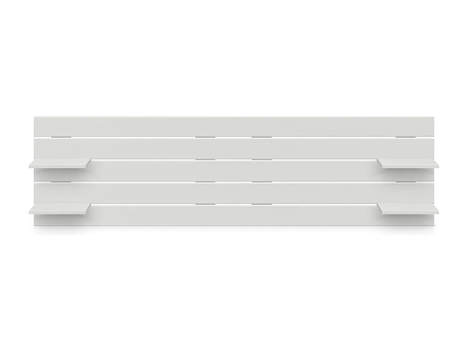 DHOME Hoofdbord met planken van gerecycled hout DM Muurhangend Horizontaal palletstijl Scandinavisch vintage bed (210 cm effen wit)