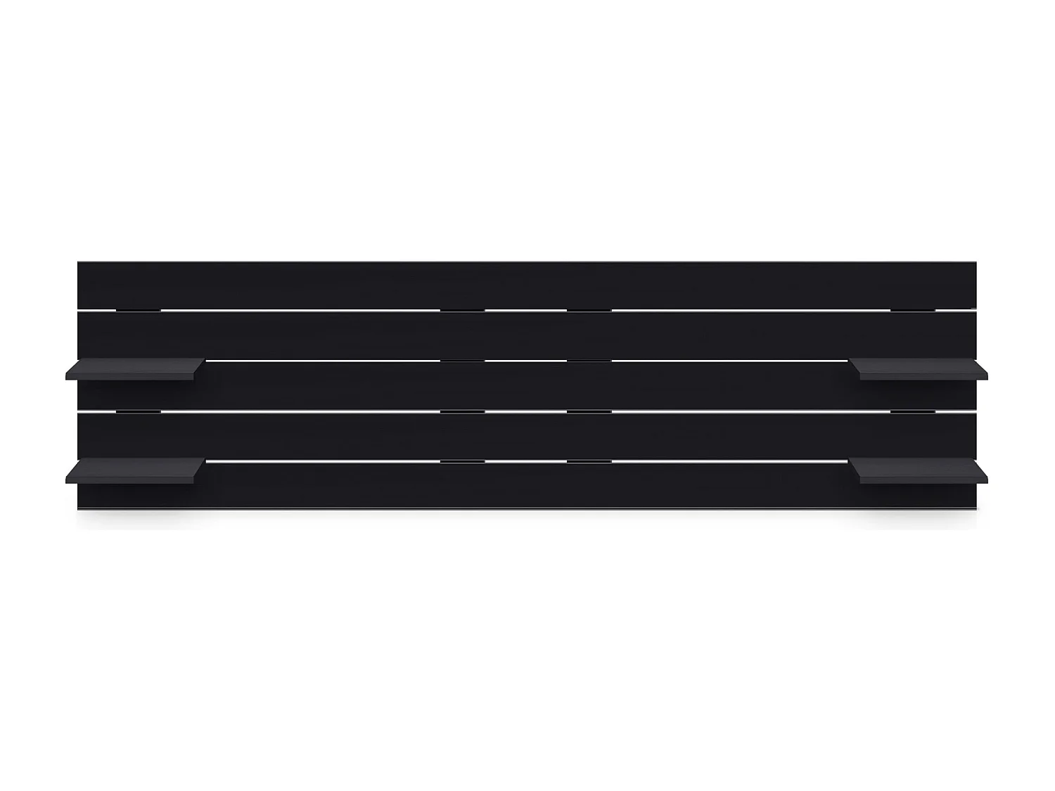 DHOME Hoofdbord met planken van gerecycled hout DM Muurhangend Horizontaal palletstijl Scandinavisch vintage bed (270 cm effen zwart)