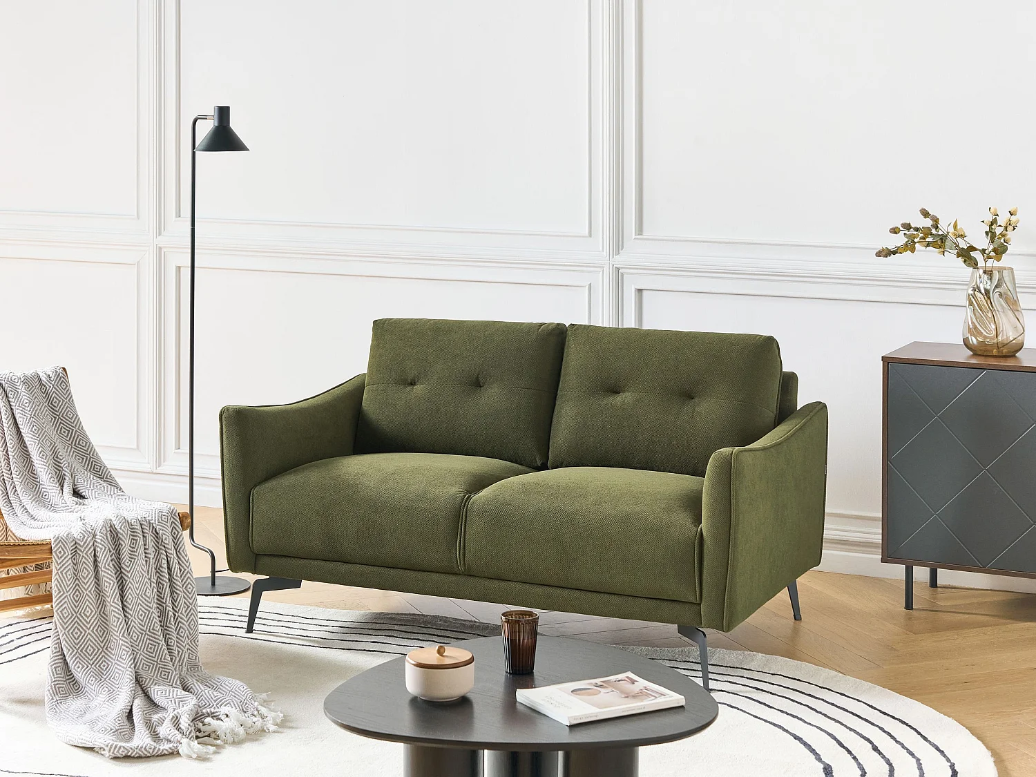 Canapé 2 places NAPPA Tissu Vert foncé