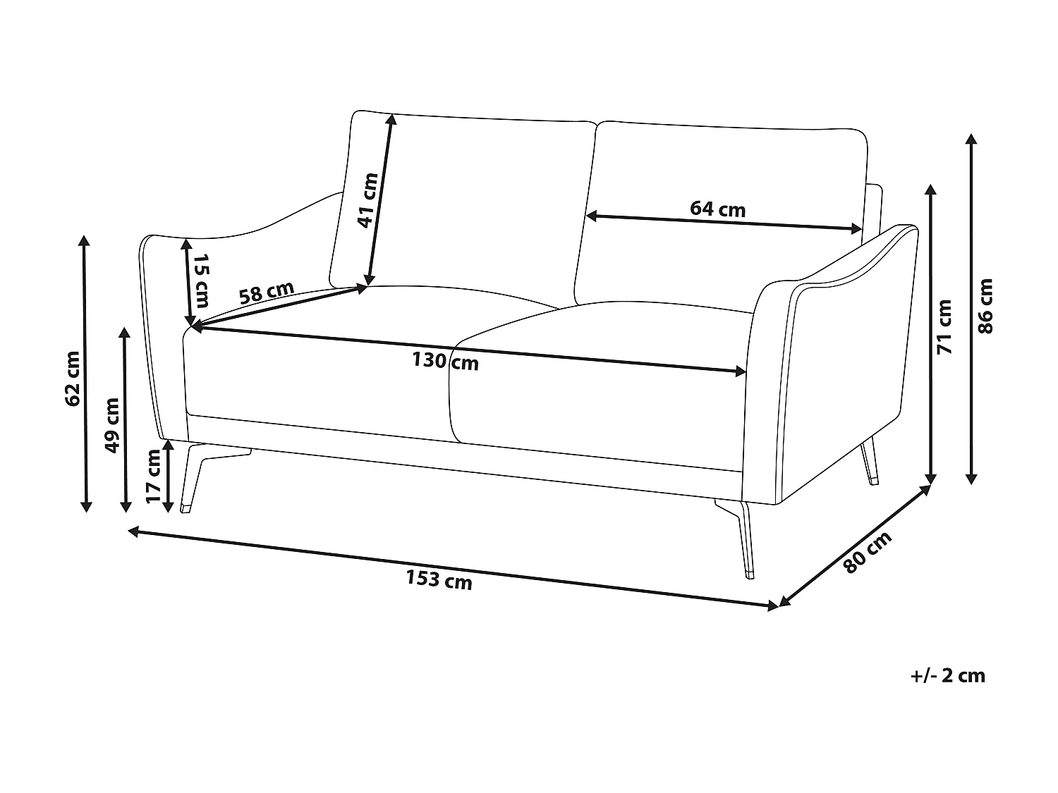 Canapé 2 places NAPPA Tissu Vert foncé