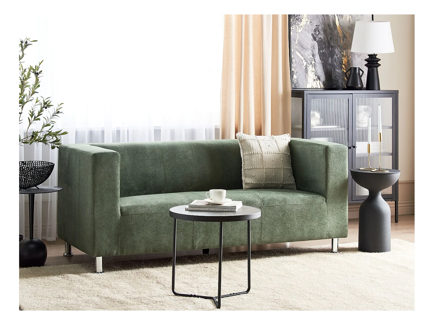 Canapé 3 places FLORO Tissu chenille Vert clair