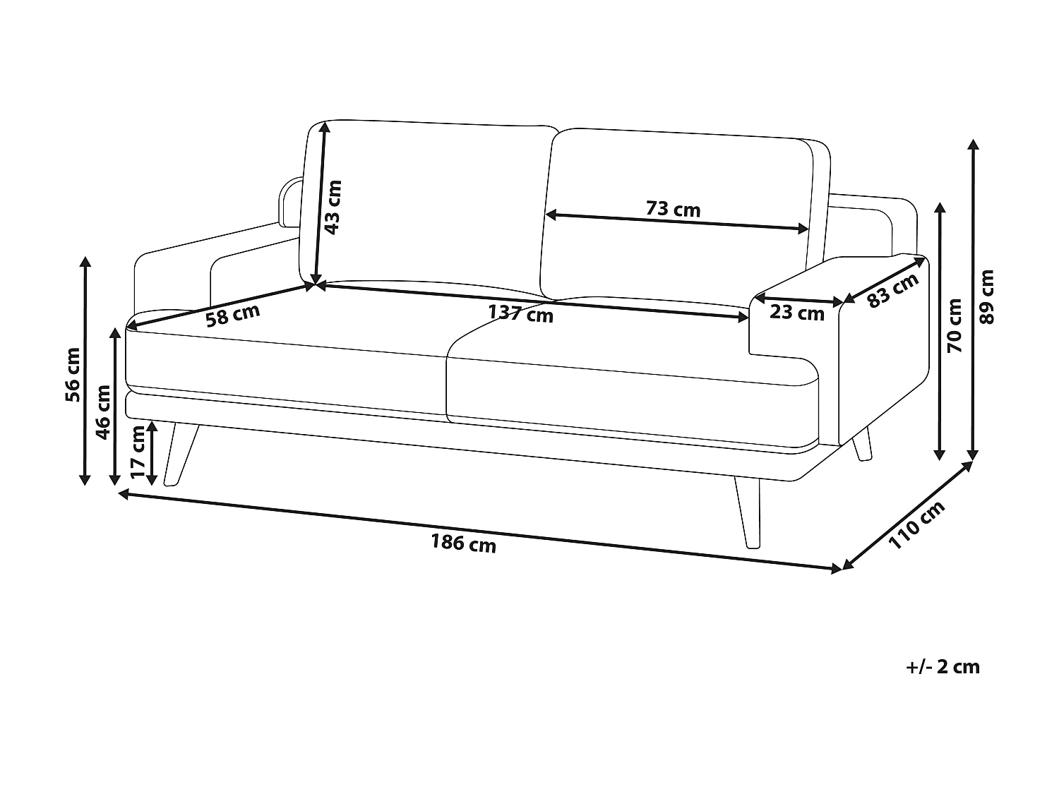 Canapé 2 places DALUM Tissu Marron
