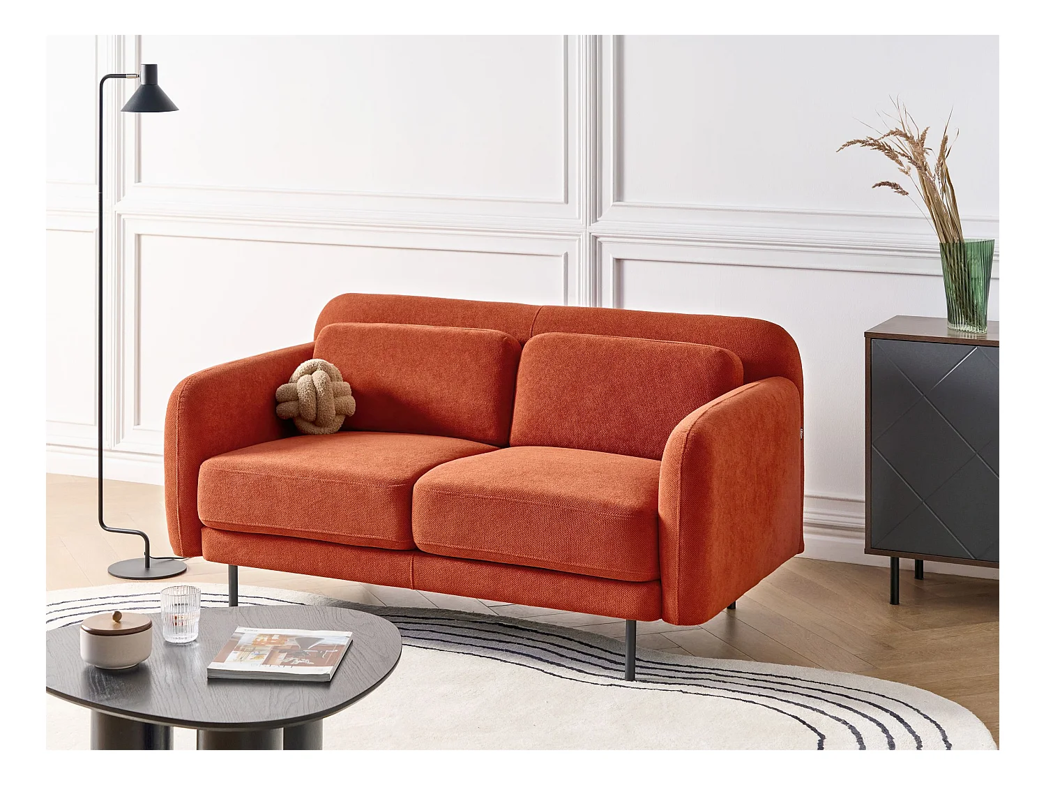 Sofa LILAND Stoff Orange 2-Sitzer
