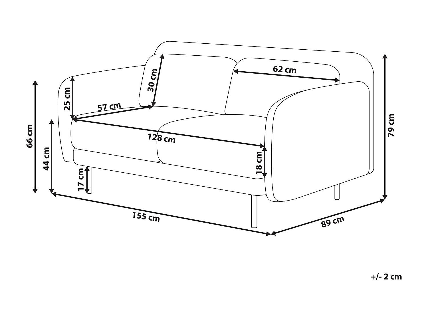Sofa LILAND Pomarańczowy dla 2 osób