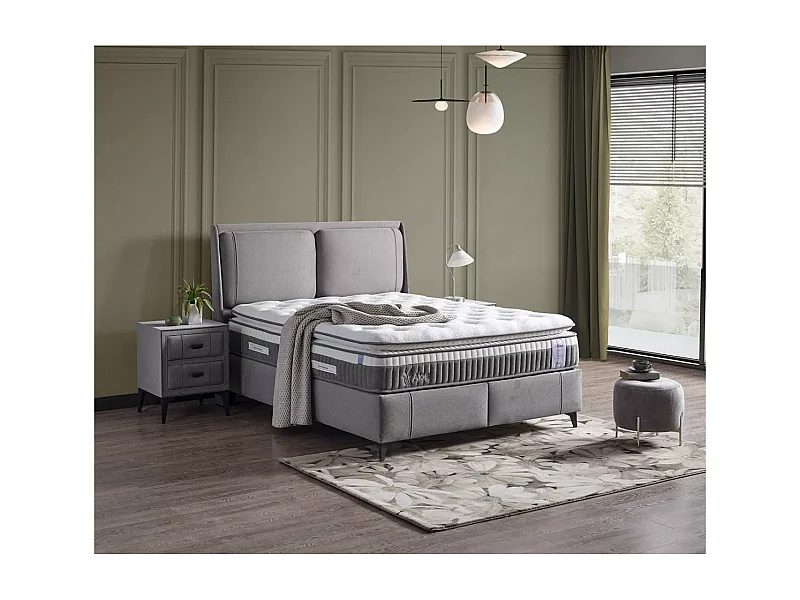 Bett Aloe/160 x 200/Stoffbezug/Grau