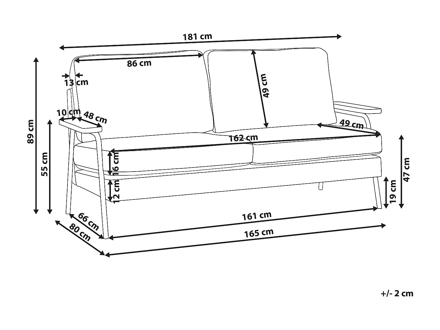 Sofa Stoff beige / taupe 3-Sitzer gepolstert Holz Armlehnen Wohnzimmer Arkanes