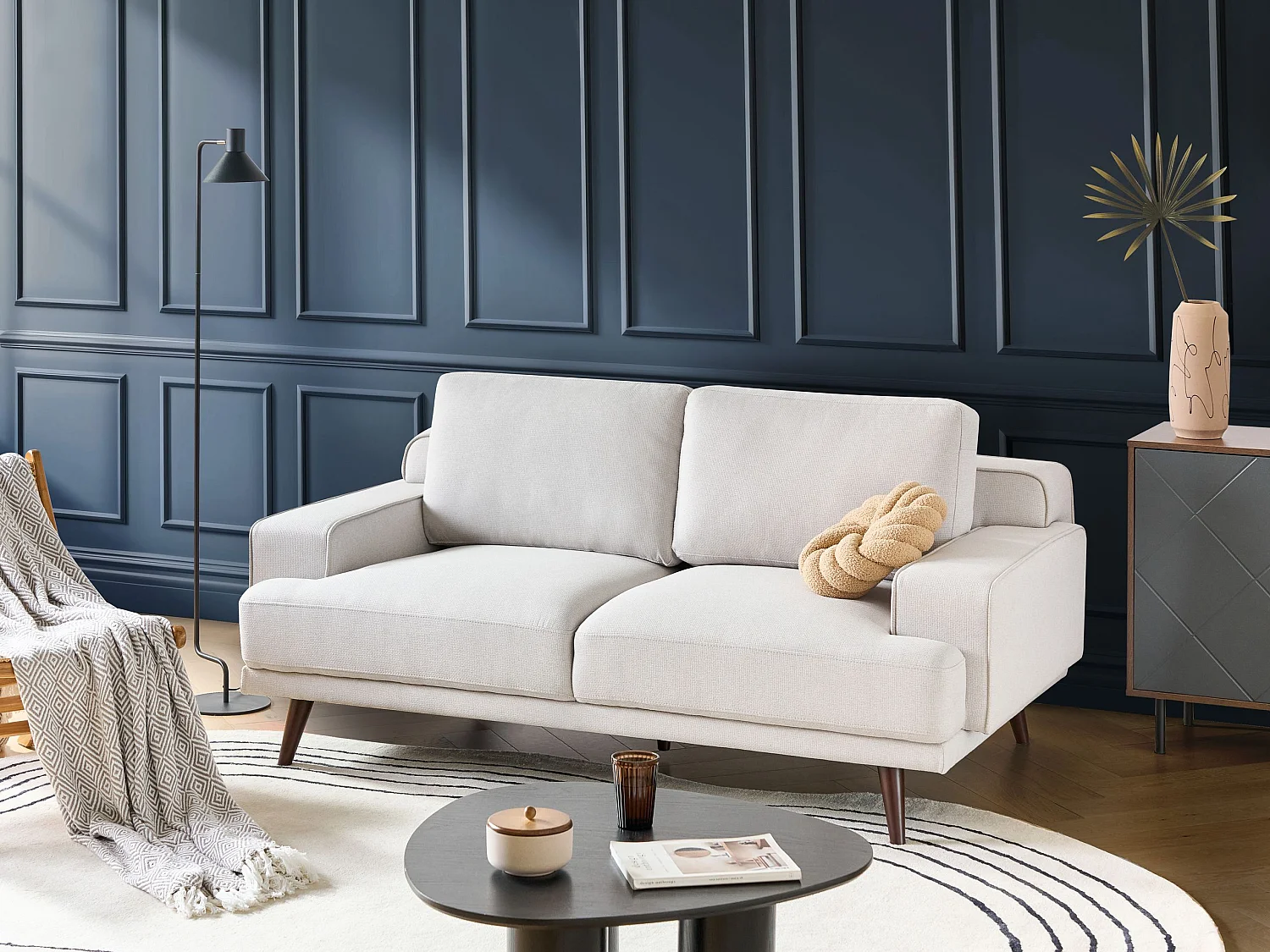 Sofá DALUM Tecido Creme claro 2 lugares