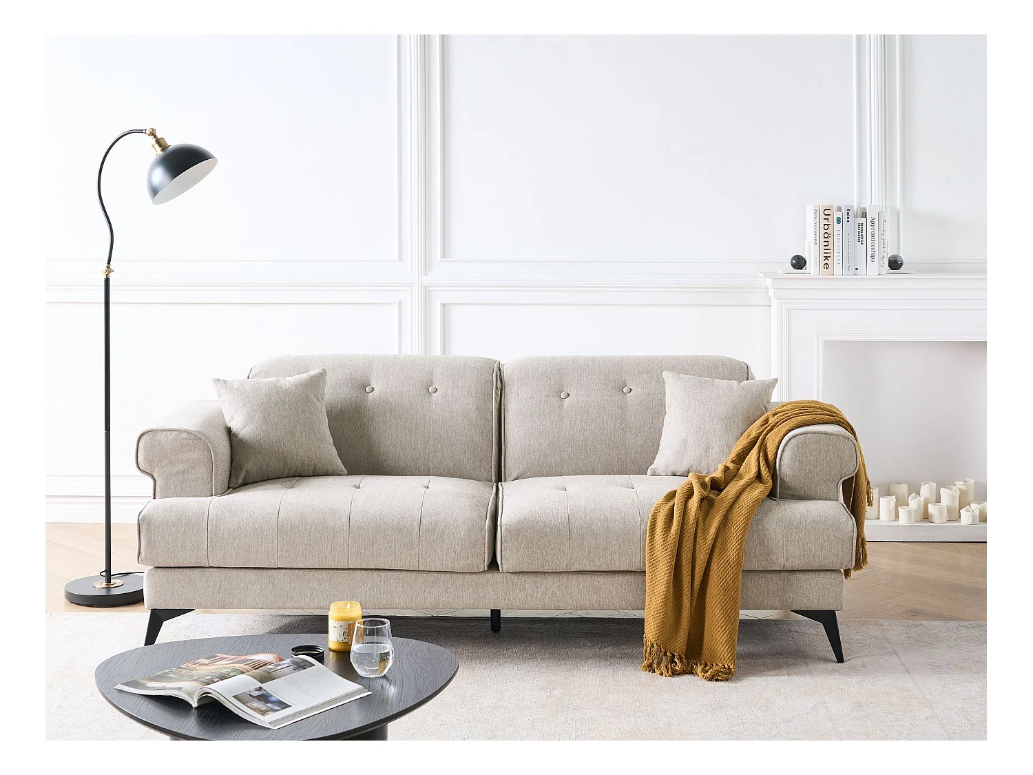 Canapé 3 places SKIVE Tissu Taupe