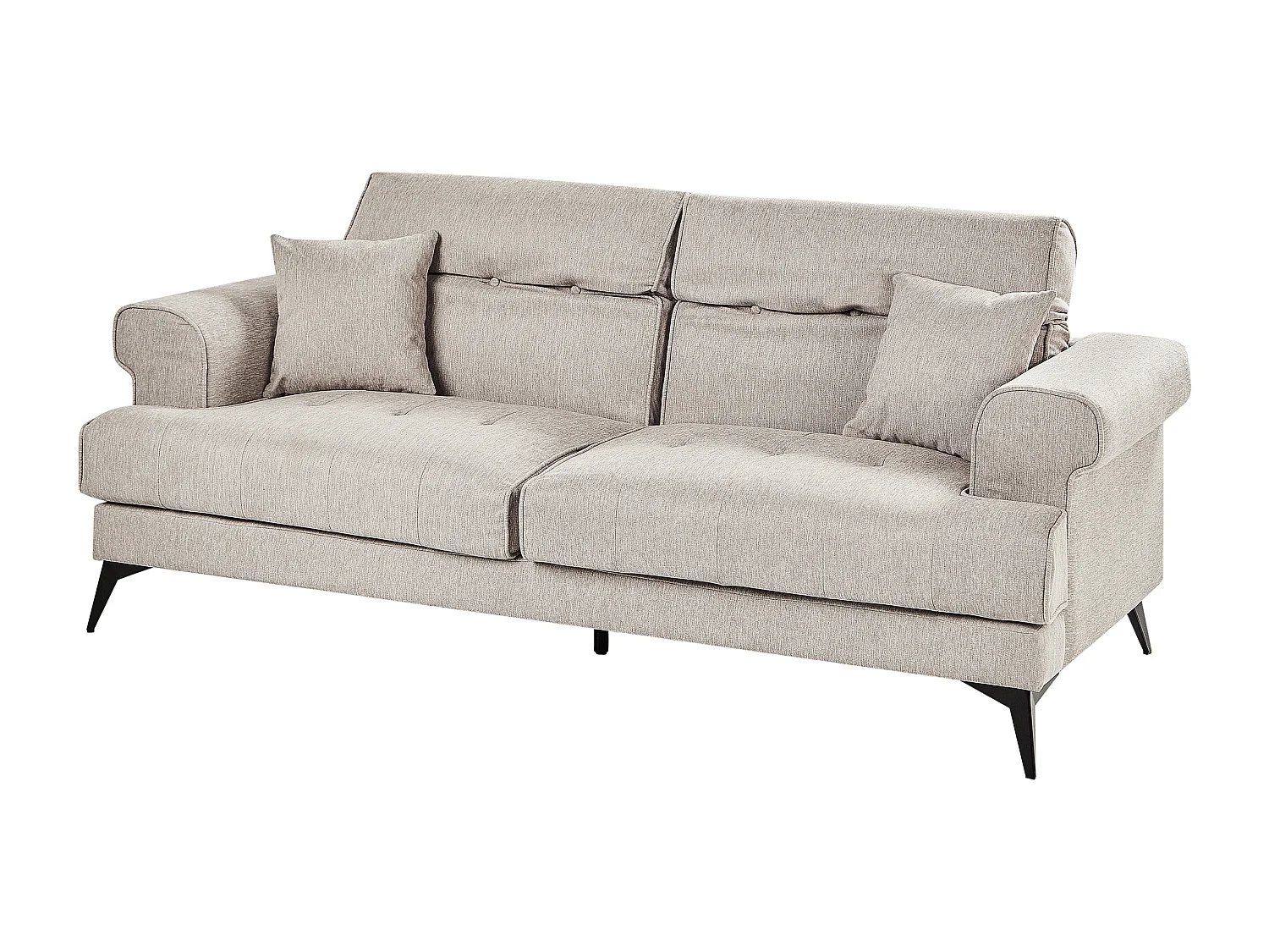 Sofa Stoff beige / taupe 3-Sitzer gepolstert mit verstellbaren Kopfstützen Skive