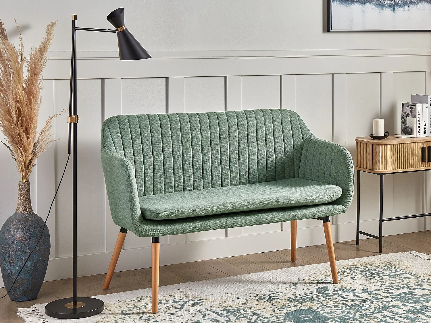 Banco estofado TABY Tecido Verde 2 lugares