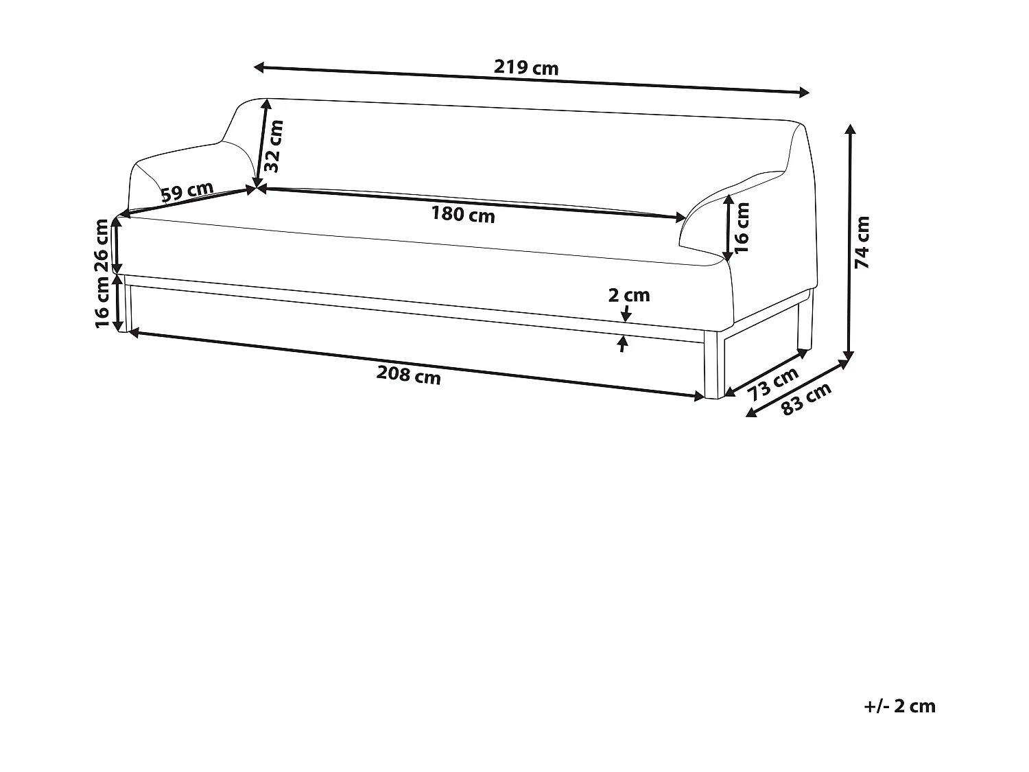 Sofá SOSJO Tecido Azul 3 lugares