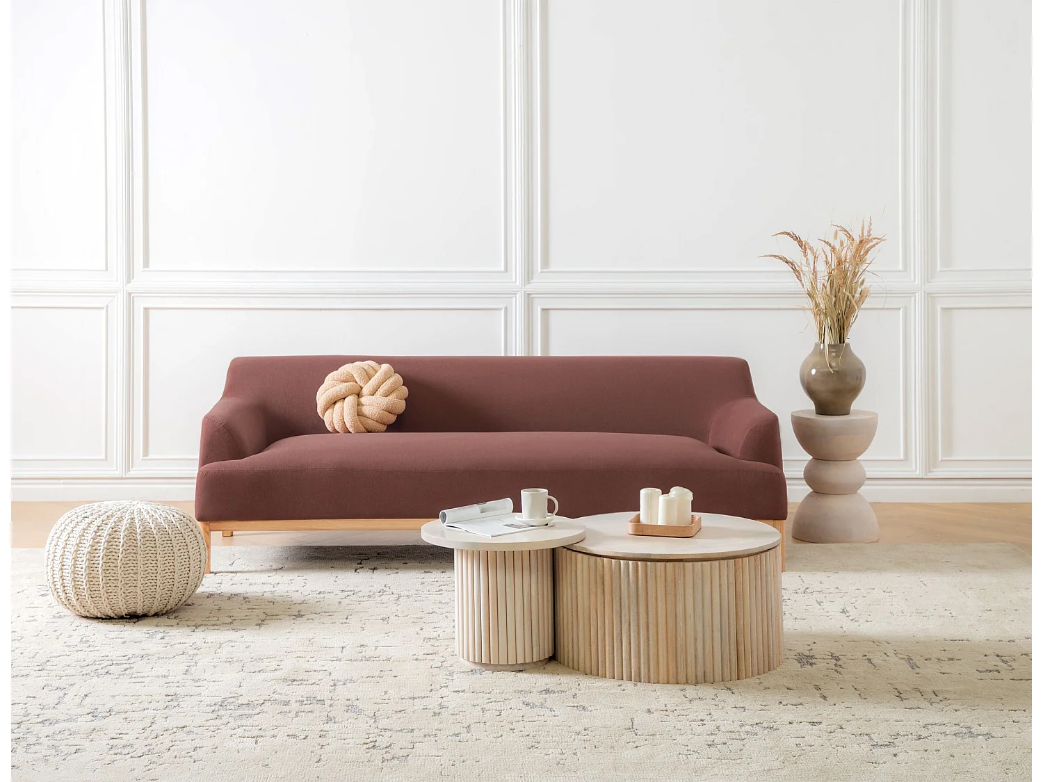 Bank SOSJO Stof Bordeaux 3-zitter