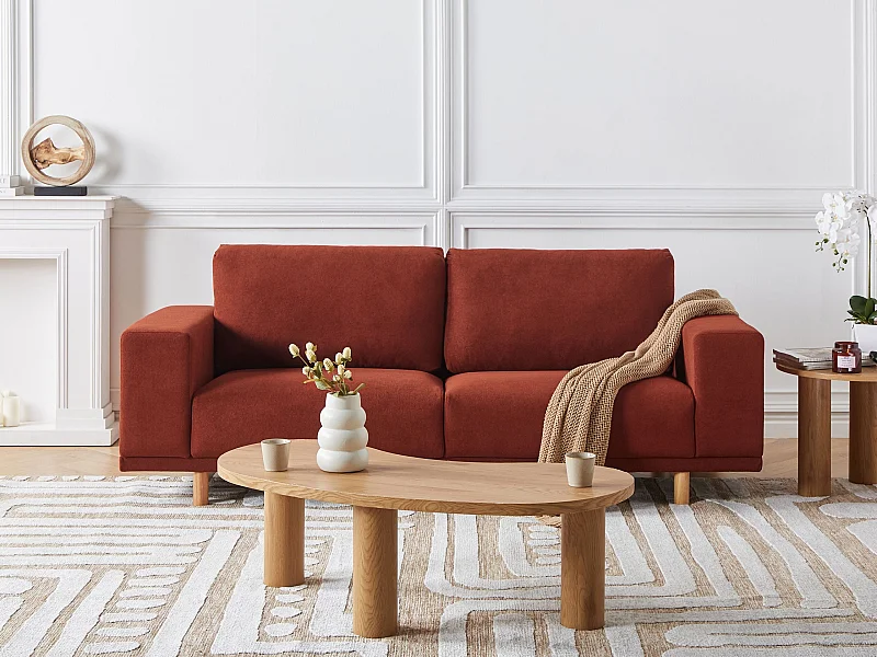 Sofa NIVALA Stoff Rot 3-Sitzer