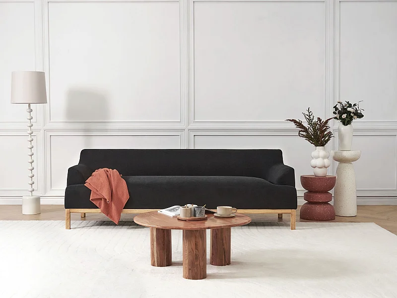 Sofa SOSJO Stoff Schwarz 3-Sitzer