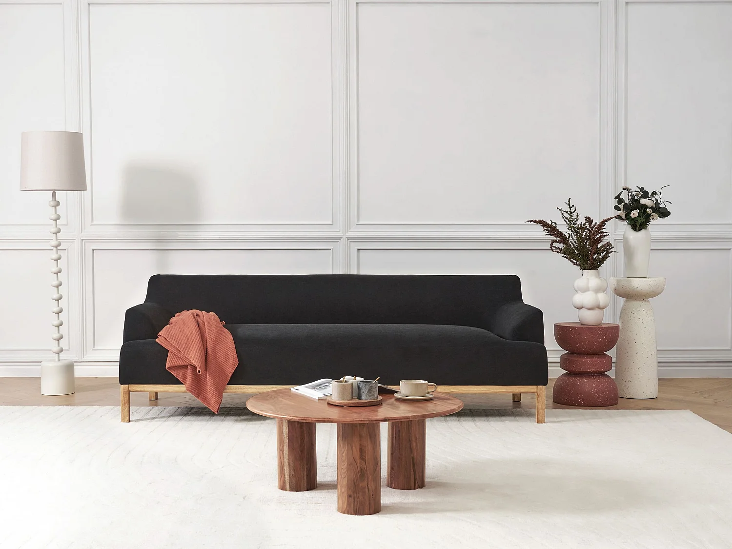 Sofa SOSJO Stoff Schwarz 3-Sitzer