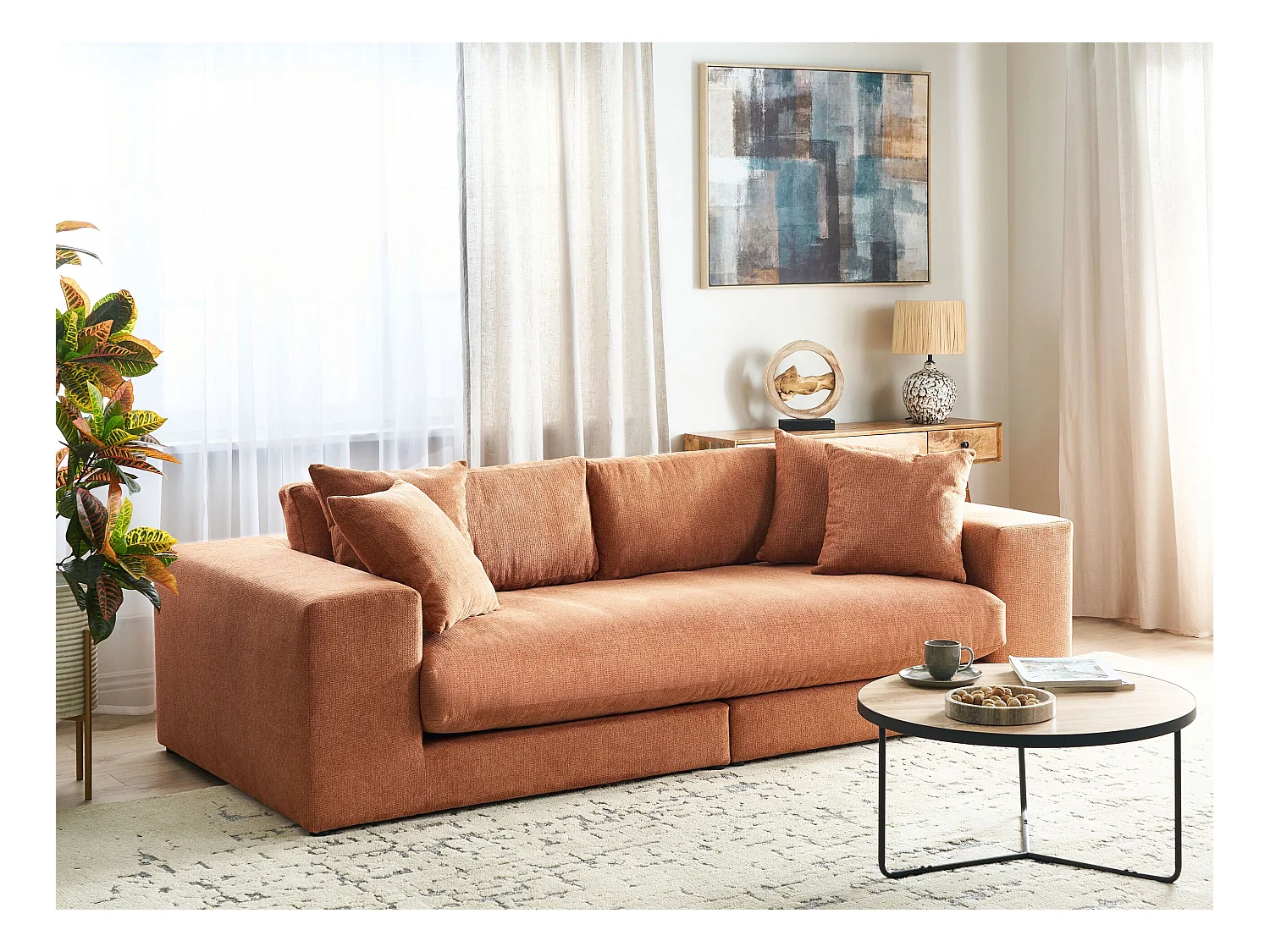 Canapé 3 places GLORVIKA Tissu Orange