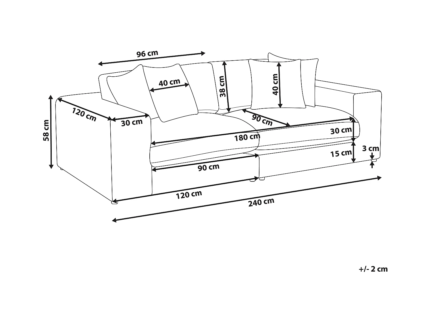 Canapé 3 places GLORVIKA Tissu Orange