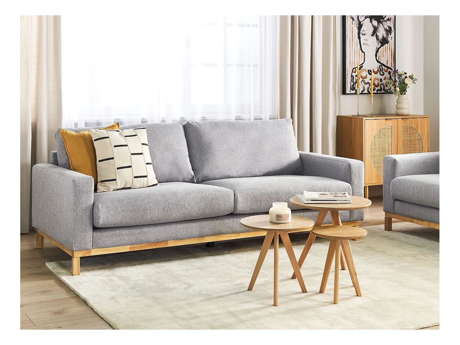 Canapé 3 places SIGGARD Tissu Gris