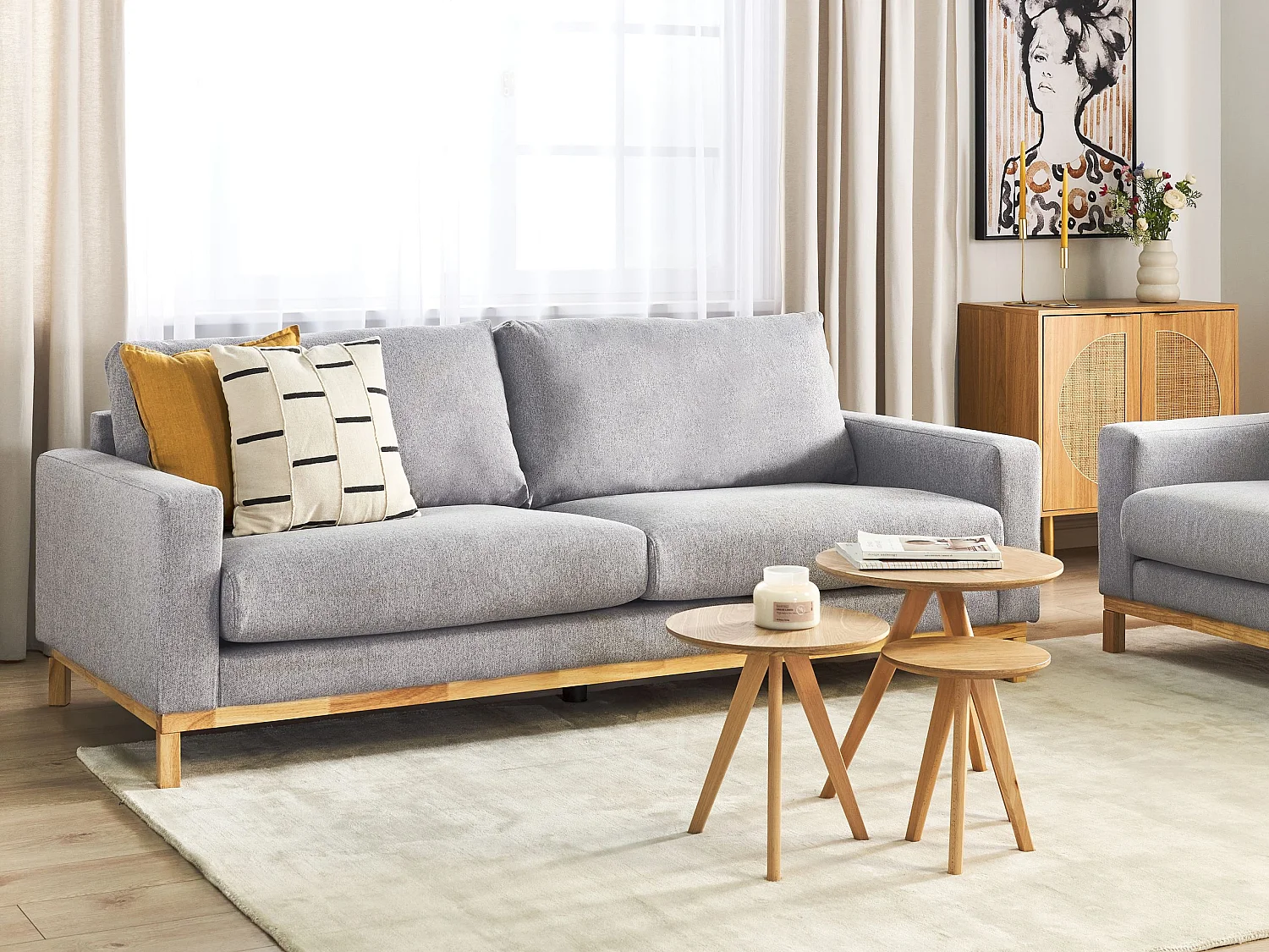 Canapé SIGGARD Tissu Gris 3 places