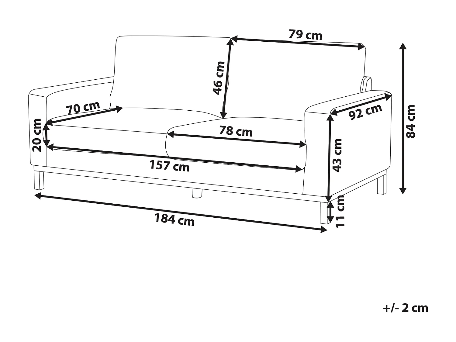 Sofa SIGGARD Szary dla 3 osób