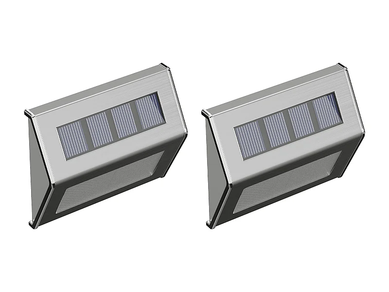 Lot de 2 appliques solaires en acier inoxydable 20 lumens - L. 10 x H. 8.2 cm SKAGEN