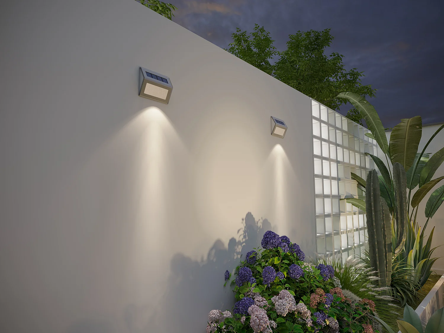 Lot de 2 appliques solaires en acier inoxydable 20 lumens - L. 10 x H. 8.2 cm SKAGEN