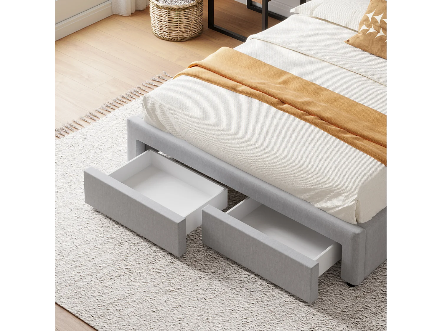 Letto contemporaneo con cassetti SACRAMENTO - 160x200 - grigio