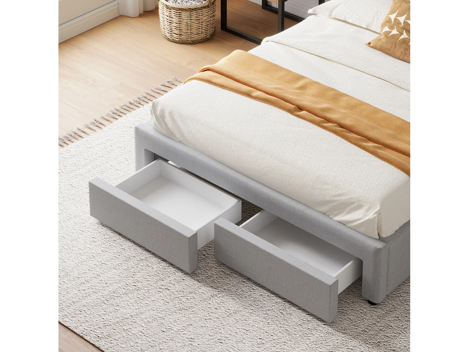 Eigentijds bed met laden SACRAMENTO - 160x200 - grijs, Elegant en Functioneel