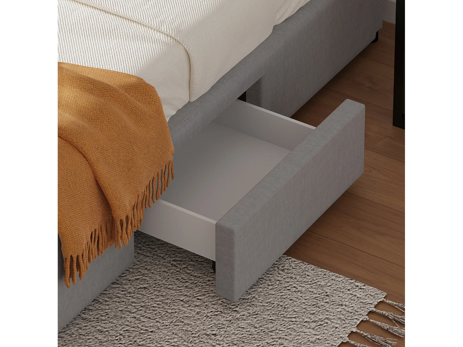 Eigentijds bed met laden SACRAMENTO - 160x200 - grijs, Elegant en Functioneel