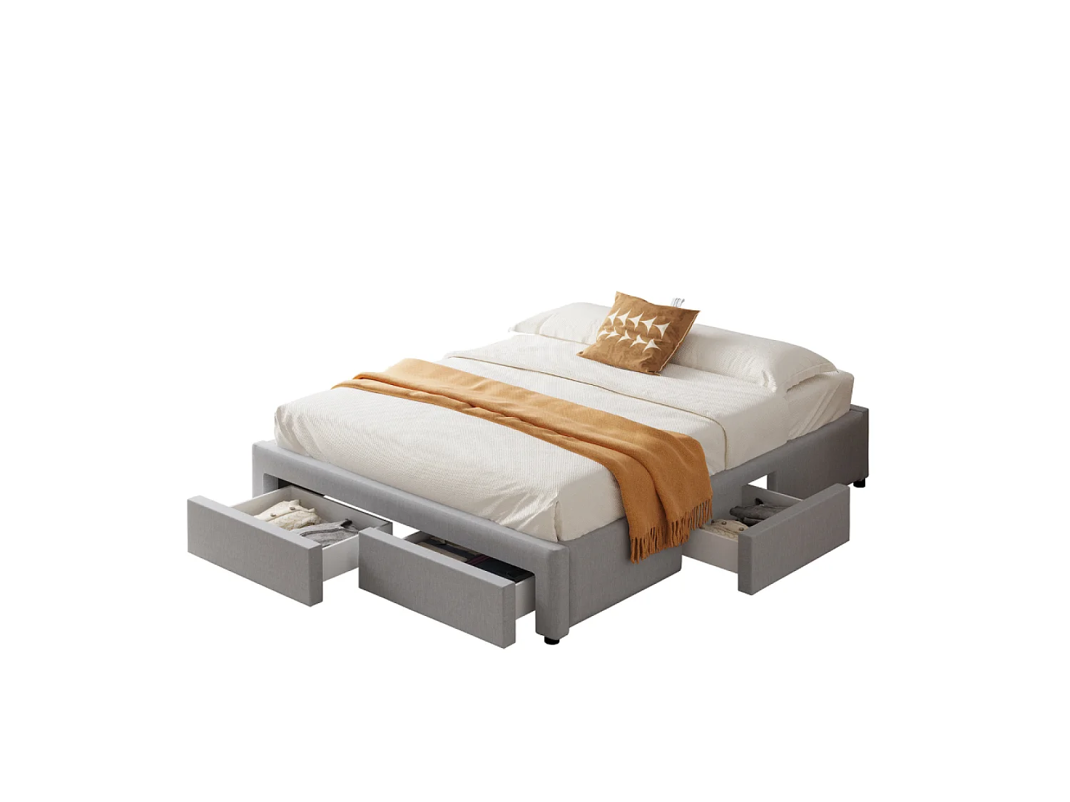 Eigentijds bed met laden SACRAMENTO - 160x200 - grijs, Elegant en Functioneel