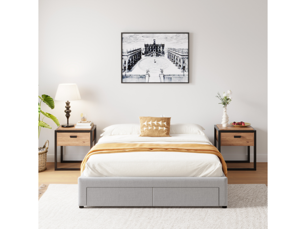 Cama contemporánea con cajones SACRAMENTO - 160x200 - gris