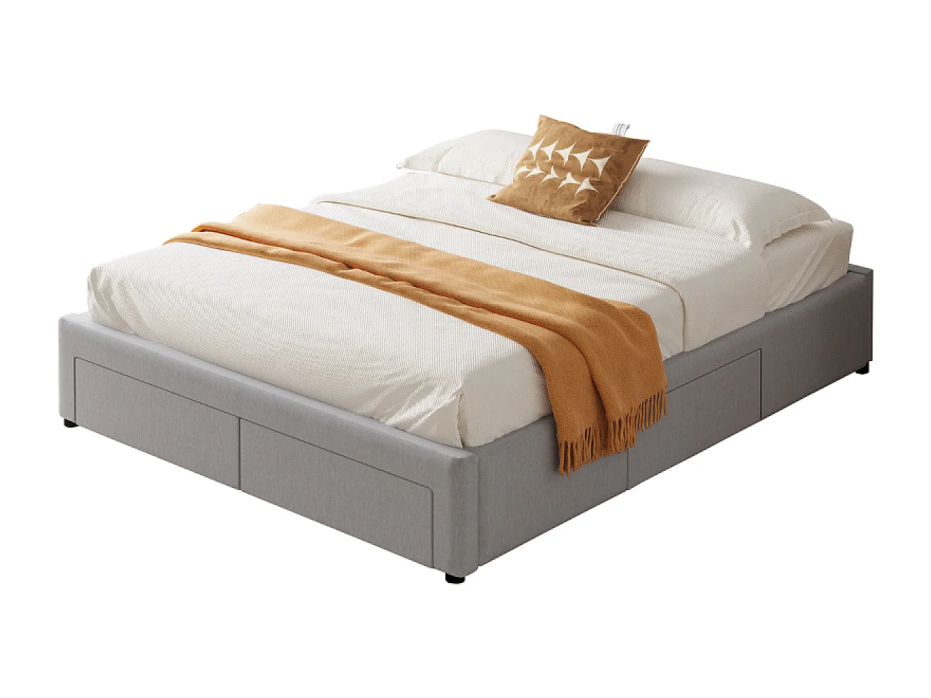 Letto contemporaneo con cassetti SACRAMENTO - 140x190 - grigio