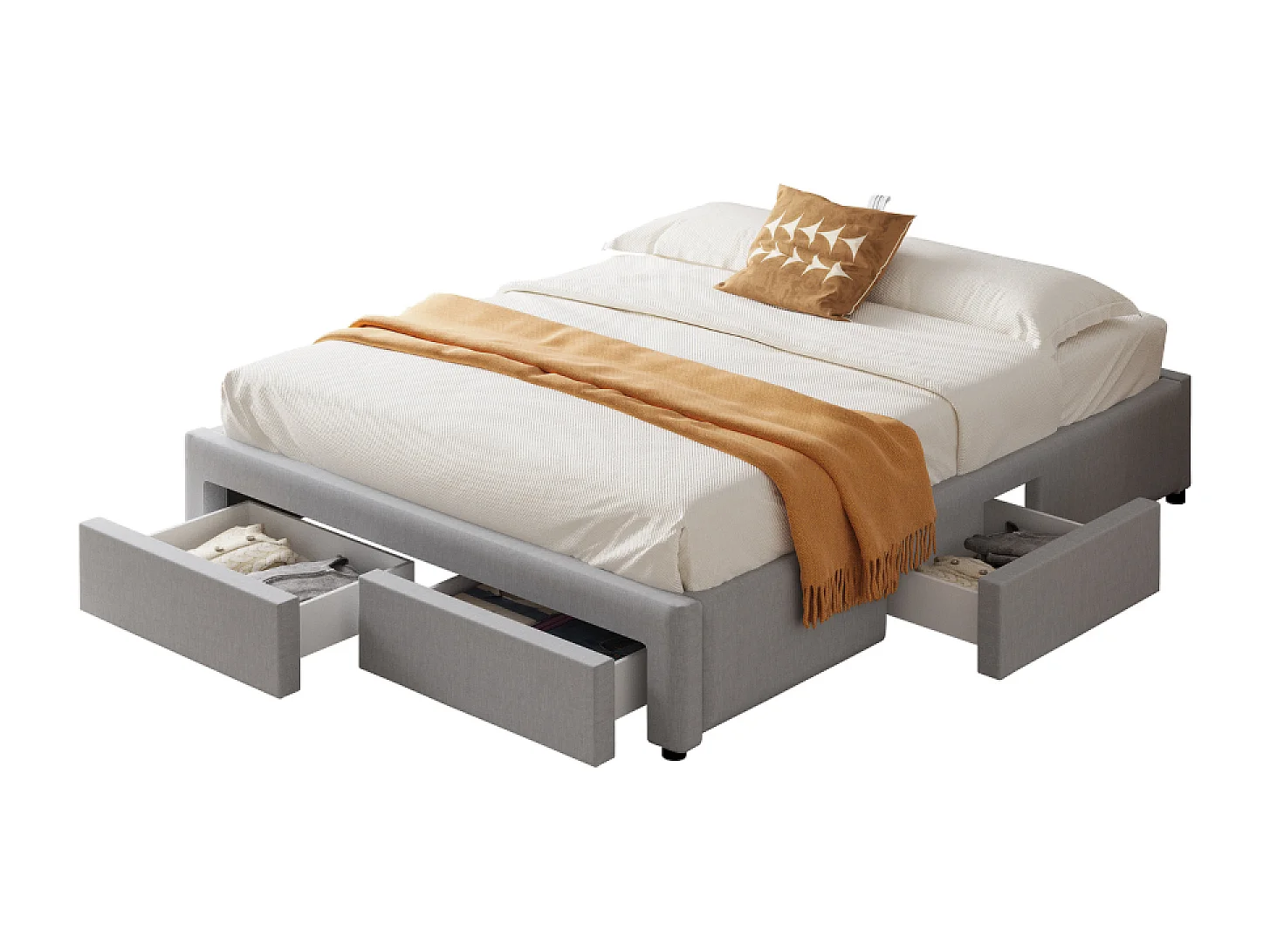 Letto contemporaneo con cassetti SACRAMENTO - 140x190 - grigio