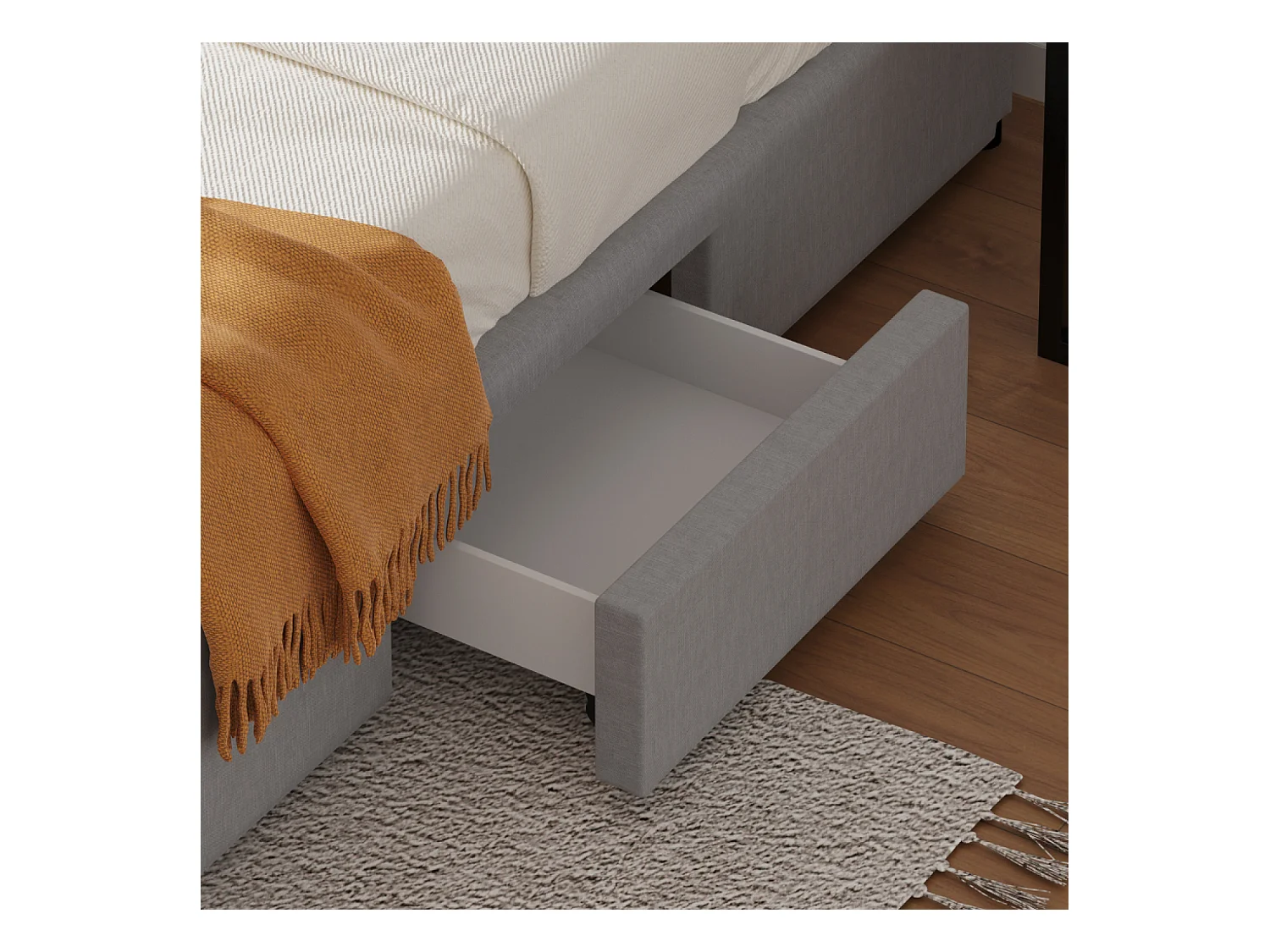 Lit contemporain à tiroirs - 140x190 - gris SACRAMENTO
