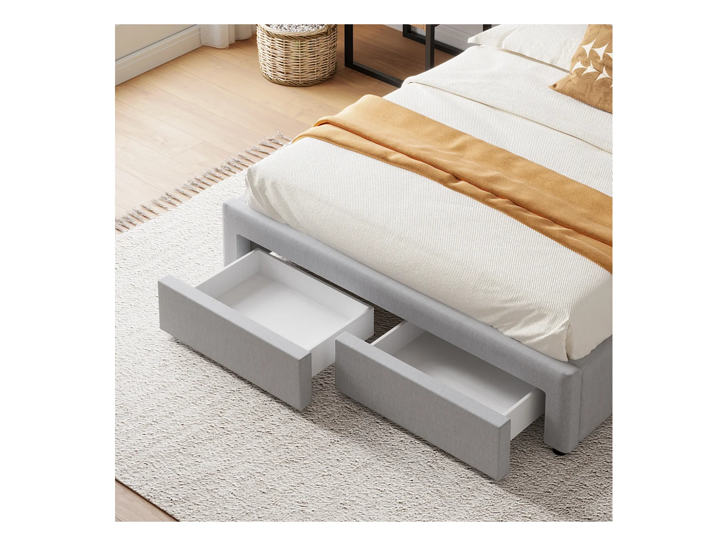Lit contemporain à tiroirs - 140x190 - gris SACRAMENTO