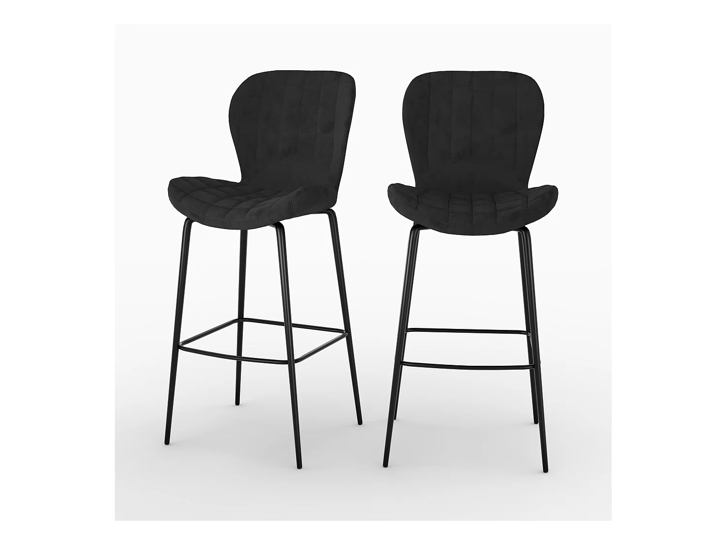 Lot de 2 chaises de bar en velours noir 75 cm - Mazzia